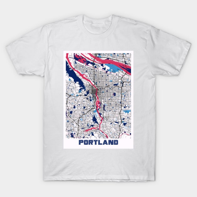 Portland - United States MilkTea City Map T-Shirt by tienstencil